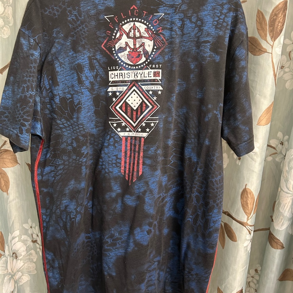 Affliction Chris Kyle “American Sniper” Men's Blue and Black Graphic T-Shirt